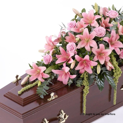 Lily and Rose Casket Spray Pink