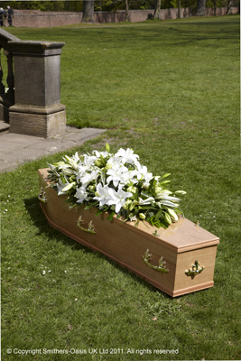 All White Lily Casket Spray